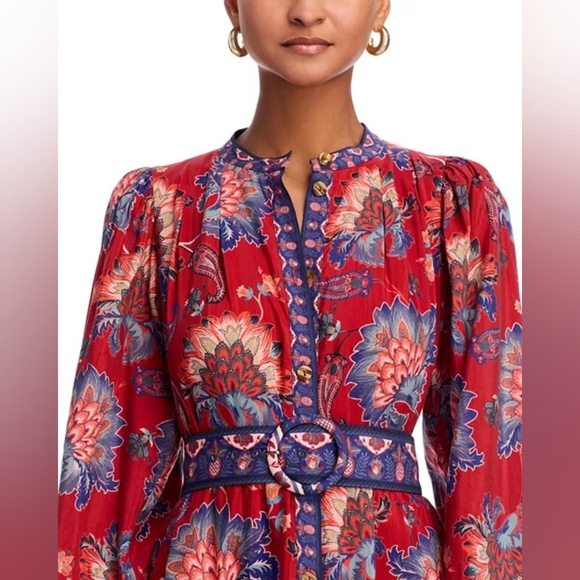 NWT Farm Rio Floral Patterned Mini Dress With Belt, Size L - Picture 3 of 7